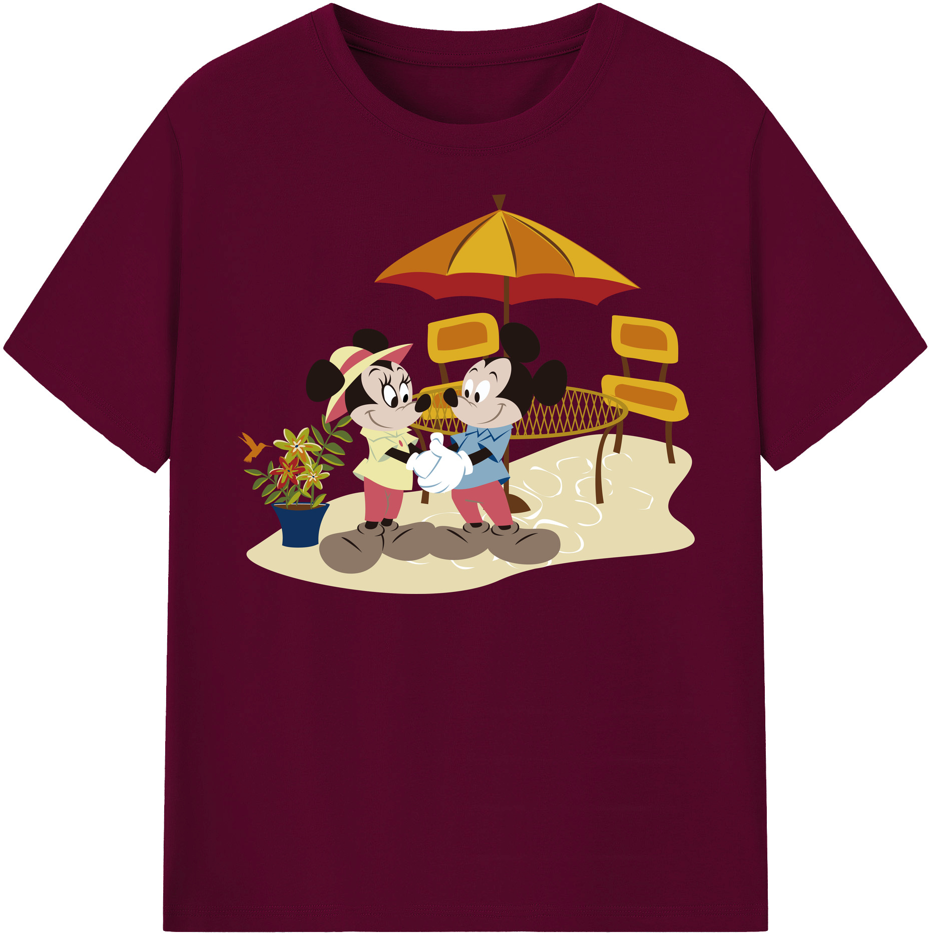 （画像用） ミッキーマウス Mickey Mouse レディースカジュアルプリントTシャツ（綿100％）